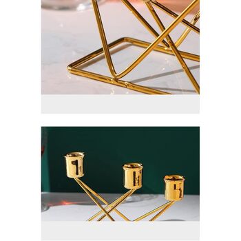 Three Arms Metal Taper Candle Candlestick Holder Stand, 5 of 7