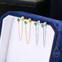 Sterling Silver Emerald Green Cz And Chain Ear Jacket, thumbnail 1 of 10
