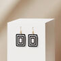 Black And Cream Rectangle Eco Earrings, thumbnail 1 of 6