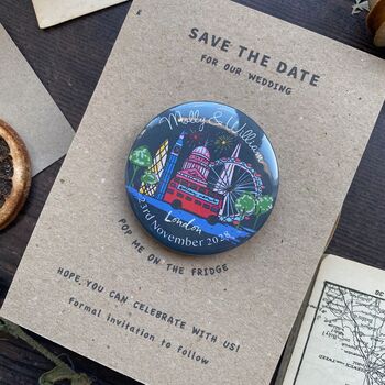 London Skyline Illustration Magnet Wedding Save The Date, 7 of 8