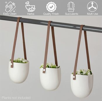 Three Set Of Hanging Ceramic Plant Pots Baskets, 3 of 7