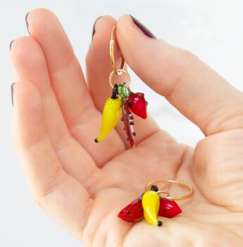 Mixed Colourful Glass Fruit Charm Hoop Earrings, 2 of 3