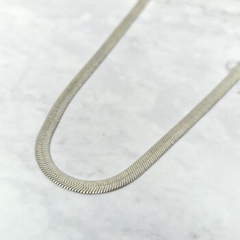 Herringbone Silver Flat Snake Chain Women's Necklace, 2 of 5