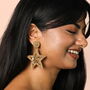 Beaded Star Drop Earrings In Gold, thumbnail 1 of 3