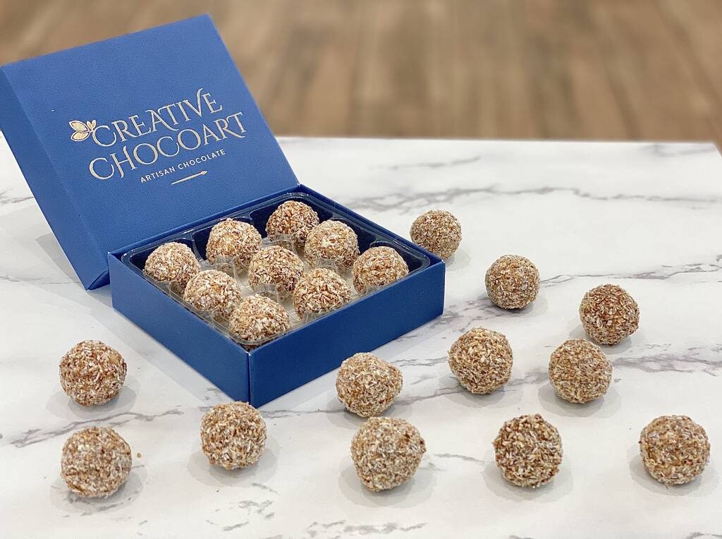 Coconut And White Chocolate Truffles Box Of Nine By Creative Chocoart