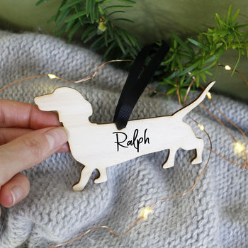 Dog Personalised Wooden Christmas Hanging Decoration, 10 of 12