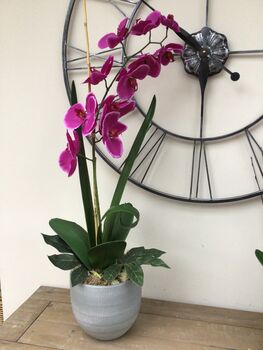 Large Cerise Pink Artificial Silk Orchid Arrangement, 3 of 7