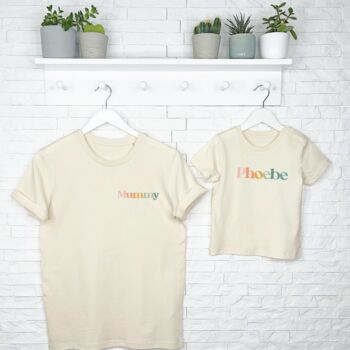 Natural Personalised Matching Mum And Child T Shirt Set, 4 of 6