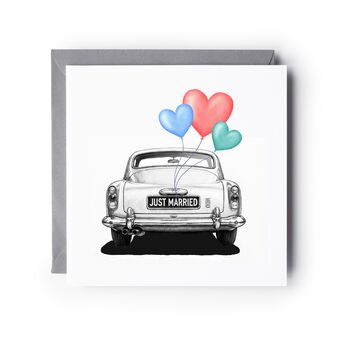 Just Married Car Balloon Celebration Card, 2 of 6