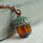 Verdigris Amber Acorn Necklace, thumbnail 6 of 10