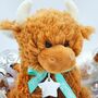Star Of Wonder Christmas Scottish Highland Cow Soft Toy, thumbnail 3 of 7