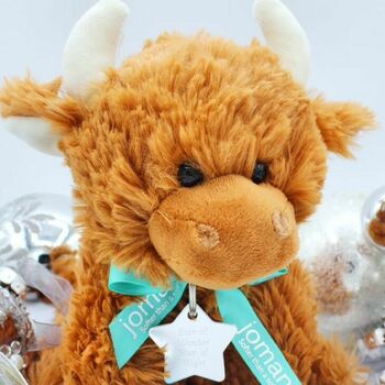 Star Of Wonder Christmas Scottish Highland Cow Soft Toy, 3 of 7