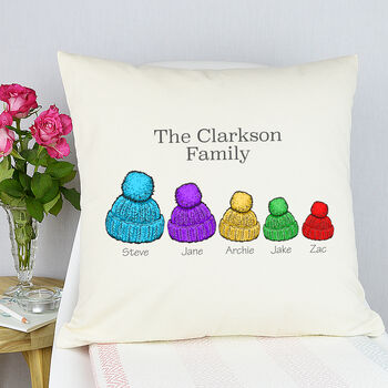 Personalised Family Bobble Hat Cushion, 4 of 4