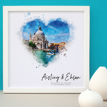 Personalised Watercolour Engagement Framed Print, 2 of 10