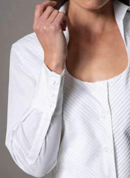 Pia White Horseshoe Neckline Fitted Shirt, 4 of 4