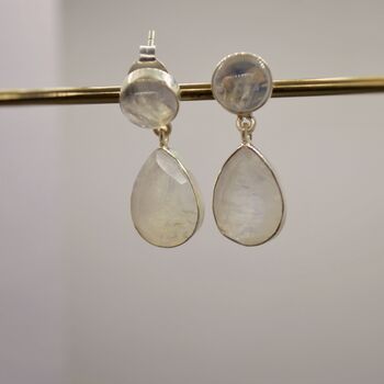 Moonstone Sterling Silver Drop Earrings, 2 of 7