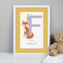 Personalised Animal Alphabet A4 White Framed Print, thumbnail 2 of 12