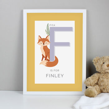 Personalised Animal Alphabet A4 White Framed Print, 2 of 12