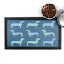 Dachshund Dog Placemat Mat, Blues And Greens, thumbnail 3 of 8