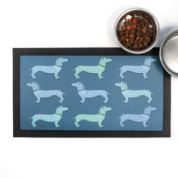 Dachshund Dog Placemat Mat, Blues And Greens, 3 of 8