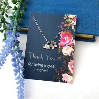 Sterling Silver Flower And Leaf Teacher Necklace, 9 of 11