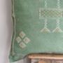 Handmade Moroccan Cactus Silk Cushion Cover, Mint Green, thumbnail 3 of 5