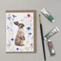 Bunny Hand Painted Greetings Card, thumbnail 1 of 3