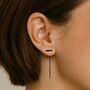 Bar Chain Rose Gold Plate Silver Threader Drop Earrings, thumbnail 6 of 9