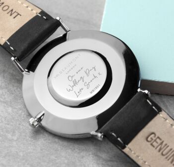 Personalised Handwriting His And Hers Black Leather Watch, 6 of 7