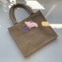 Personalised Patch Square Jute Lunch Bridesmaid Top Handle Gift Bag, thumbnail 1 of 4