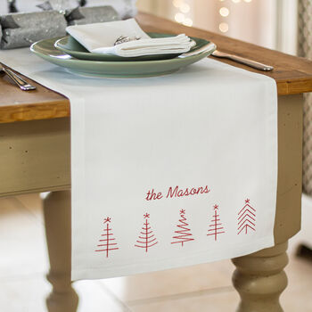 Personalised Embroidered Christmas Trees Table Runner, 3 of 4