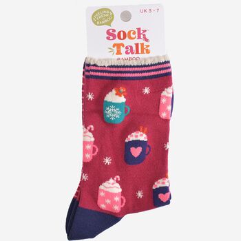 Women's Bamboo Socks Festive Hot Drinks, 5 of 5