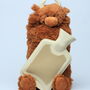 Highland Brown Coo Cuddle Hot Water Bottle, Boxed, thumbnail 2 of 4