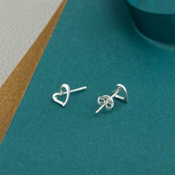 Sterling Silver Heart Stud Earrings, 2 of 8