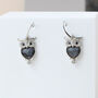 Zircon Moonstone Owl Earrings Gold/Silver Plated, thumbnail 5 of 8