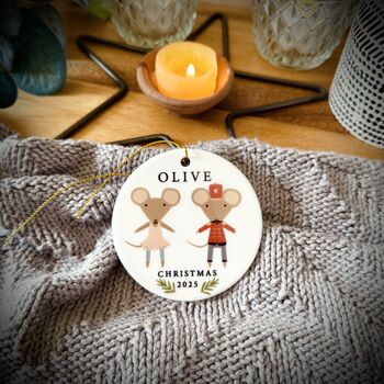 Personalised Nutcracker Mice Christmas Tree Decoration, 2 of 5