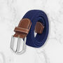 Woven Elasticated Belt For Men Or Women In Blue, thumbnail 1 of 1