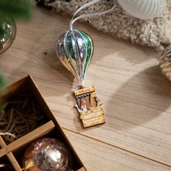 Glass Hot Air Balloon Baby Details Christmas Decoration, 2 of 2