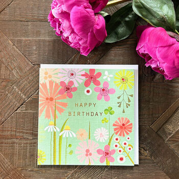 Gold Foiled Pea Green Birthday Card, 5 of 5