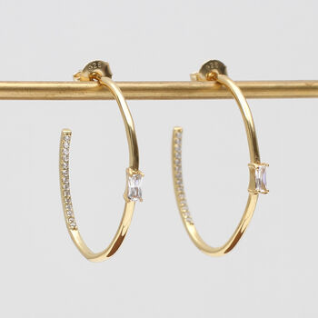 Gold Plated Or Silver And Crystal Lined Hoop Earrings, 2 of 6