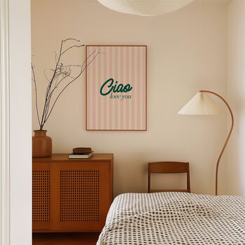 Ciao Love You Hallway Stripe Wall Art Print, 8 of 9