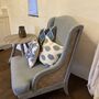 Ikat Silk Cushion Pale Blue Paint Brush, thumbnail 8 of 10