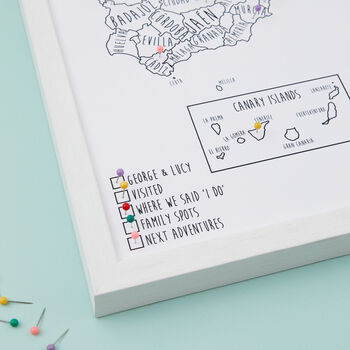 Personalised Spain Travel Map Pinboard, 2 of 3