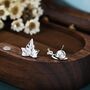 Sterling Silver Mismatched Snail And Ivy Leaf Stud Earrings, thumbnail 1 of 10
