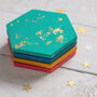 Colourful Gold Leaf Jesmonite Hexagon Coaster Set, thumbnail 3 of 5