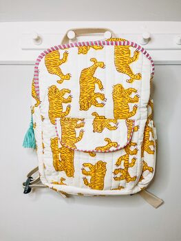 Handmade Kids Indian Tiger Quilted Backpack, 3 of 8
