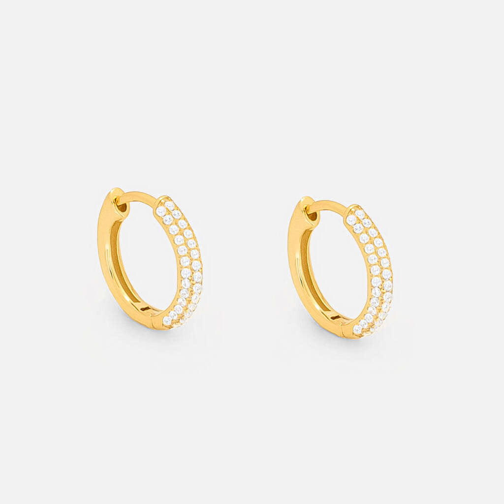 Hoop Earrings With Stones 18ct Gold Plated By MUCHV ...