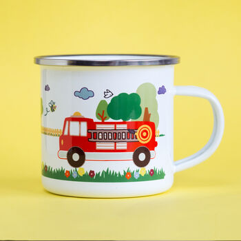 Personalised Children's Fire Truck Themed Enamel Mug, 11 of 12