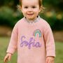 Personalised Kids Name Rainbow Knit Jumper Hand Felted, thumbnail 1 of 5