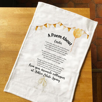 Personalised Poem Tea Towel Gift For New Job, 2 of 10